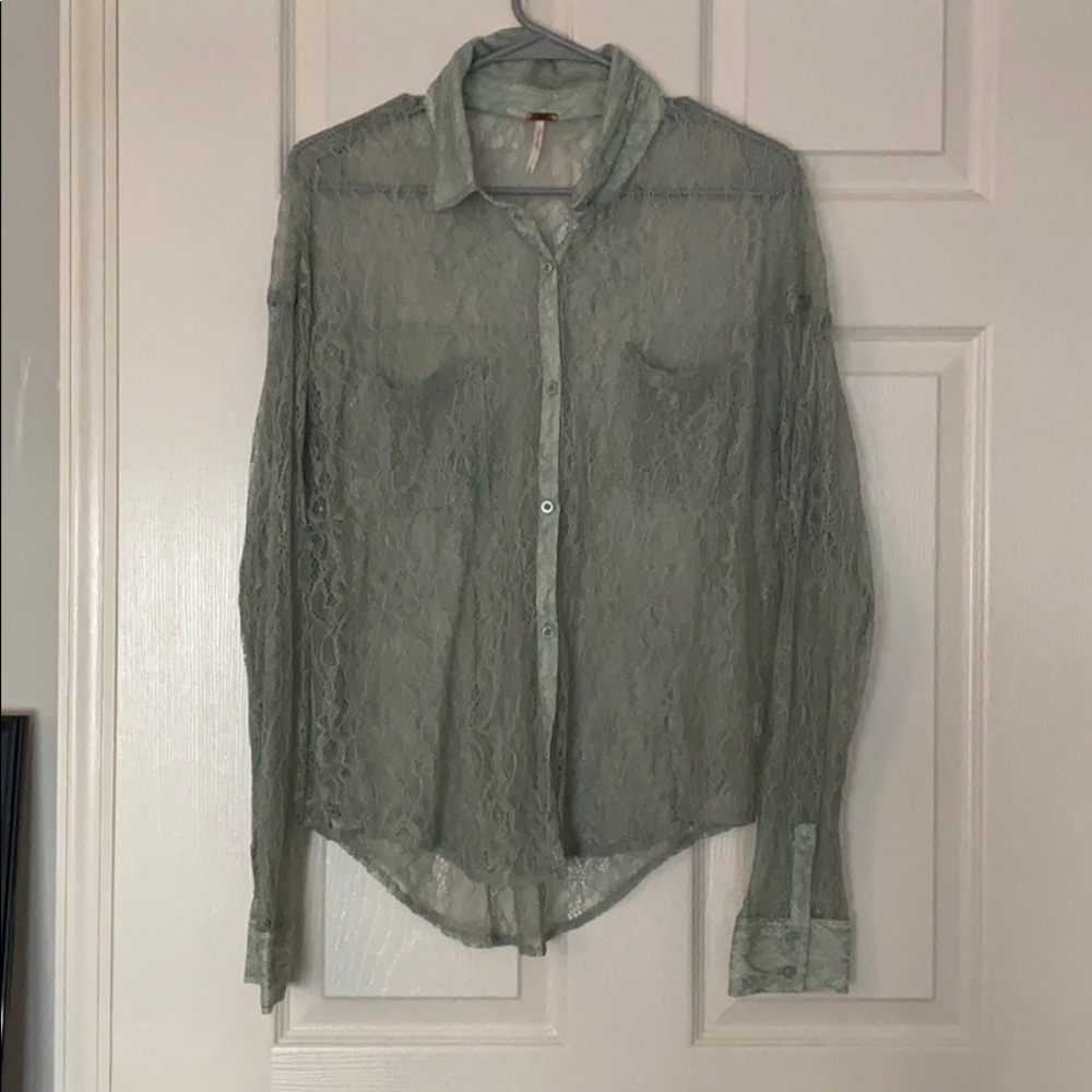 Free People lace button down shirt.